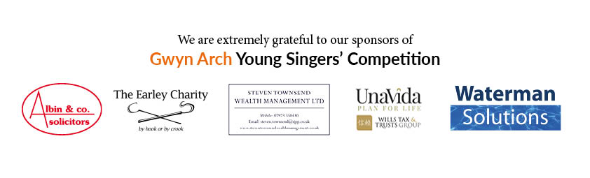 sponsors' logos of Gwyn Arch Young Singers' Competition